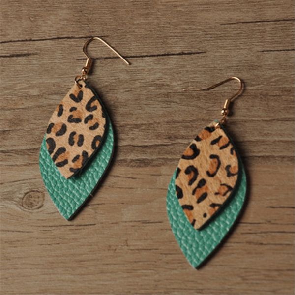 

women earrings for women leaf multicolor leopard statement earrings trendy fashion pendant jewelry drop pu leather earrings eardrops, Silver