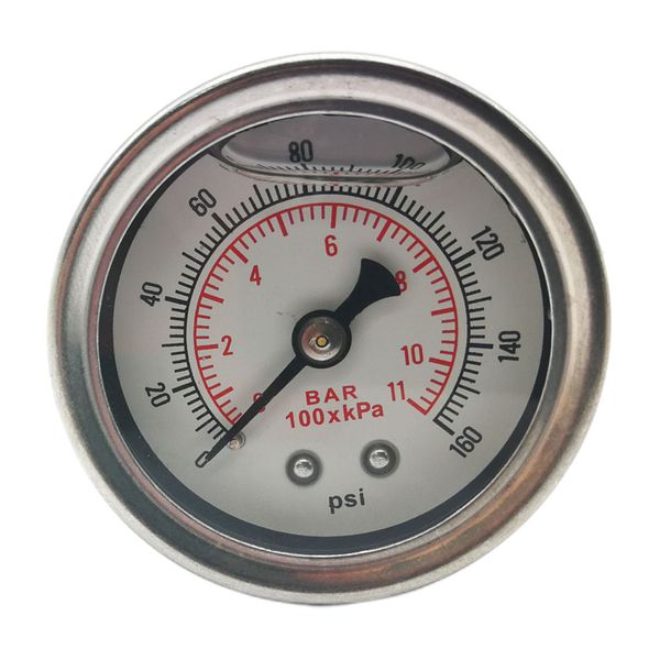 

fuel gauge box full of glossy liquid and white face 1/8 npt (160 psi