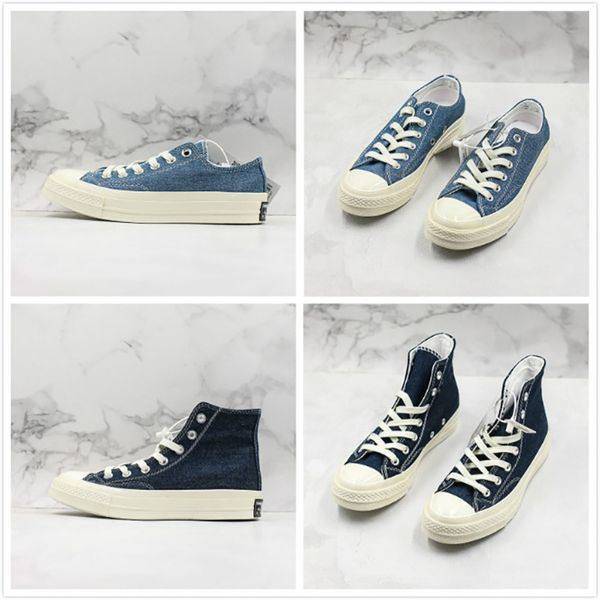 

convas light denim blue 1970s limited figurines casual sneaker men women high and low blue sports shoes, Black