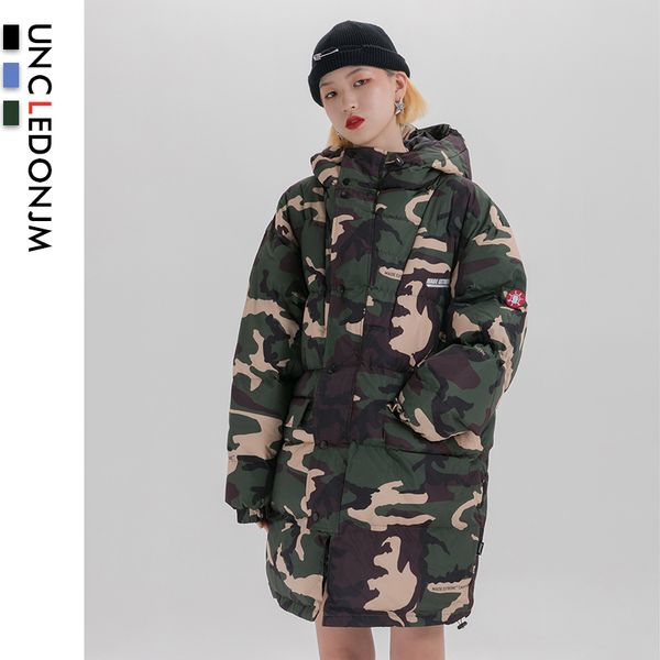 

uncledonjm plus size winter jacket hooded thicken warm parka coat casual loose women overcoat long camo padded jacket dp02, Black