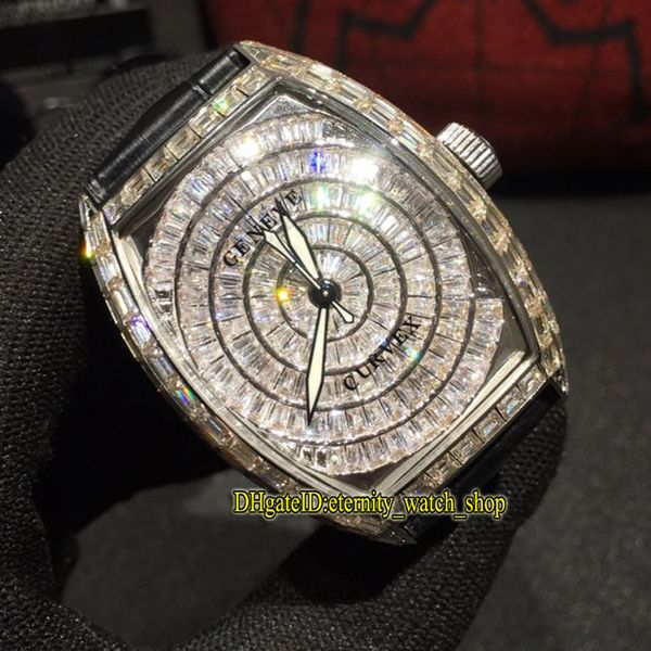 

dm version men's collection 8880 cc at eta 2824 automatic gypsophila diamond dial mens watch diamond case leather band designer watches, Slivery;brown