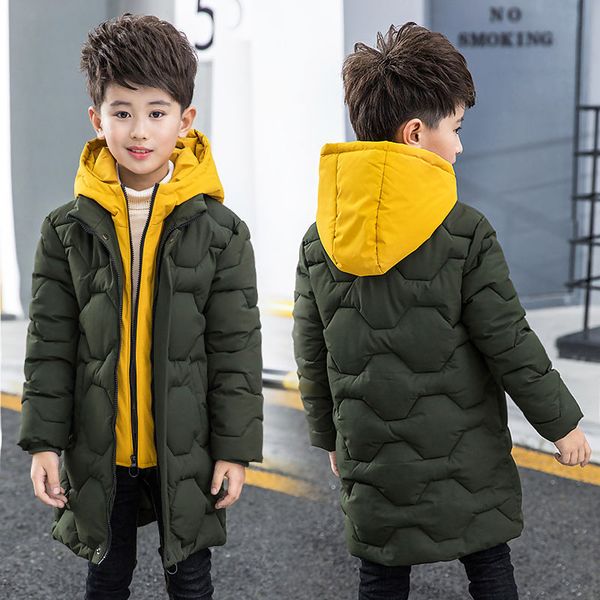 

boys cotton coat 2019 new children's men's winter down jacket cotton child big child fake two jacket thick coat, Blue;gray