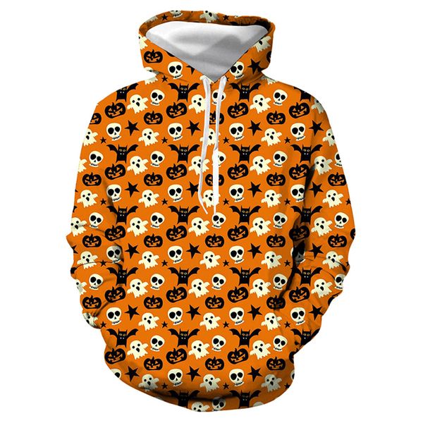 

mens casual scary halloween lover 3d print party long sleeve hoodie blouse yellow black 8.7