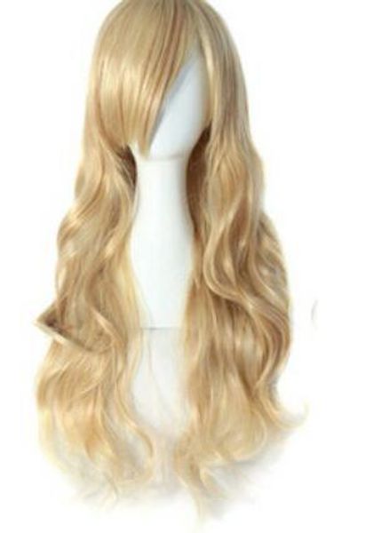 

wig charm lady girl long wavy hair wig costume cosplay blonde wig, Black;brown