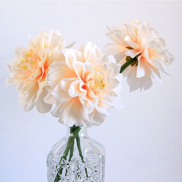 

10pcs/lot single branch dahlia artificial silk flowers wedding decor bouquet bride hand holding flower home garden decor dahlias