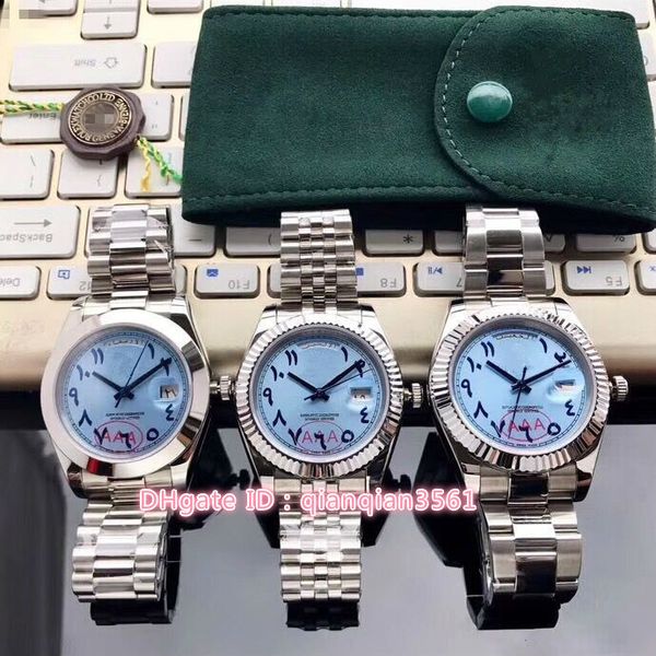 

3 style big day-date lce blue dial arabic numerals seagull automatic mens watch sapphire 316l steel bracelet new watches, Slivery;brown