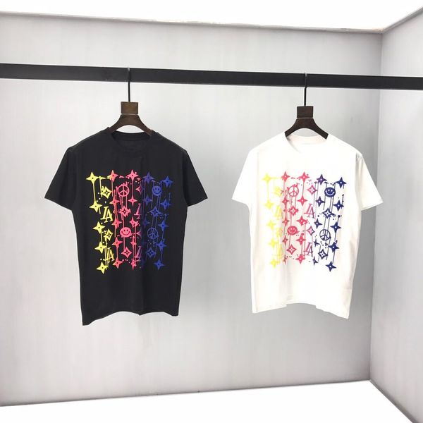 

2020ss весна и лето новый высококачественный хлопок печать с коротким рукавом круглый вырез панели футболка размер: m--xl-xxl-xxxl цвет: че, Black