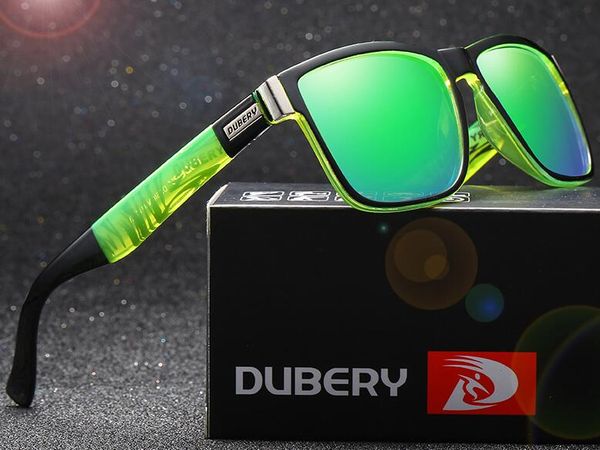 

dubery518 new polarized sunglasses for european and american sports cycling, square frame outdoor night vision sunglasses for men, White;black