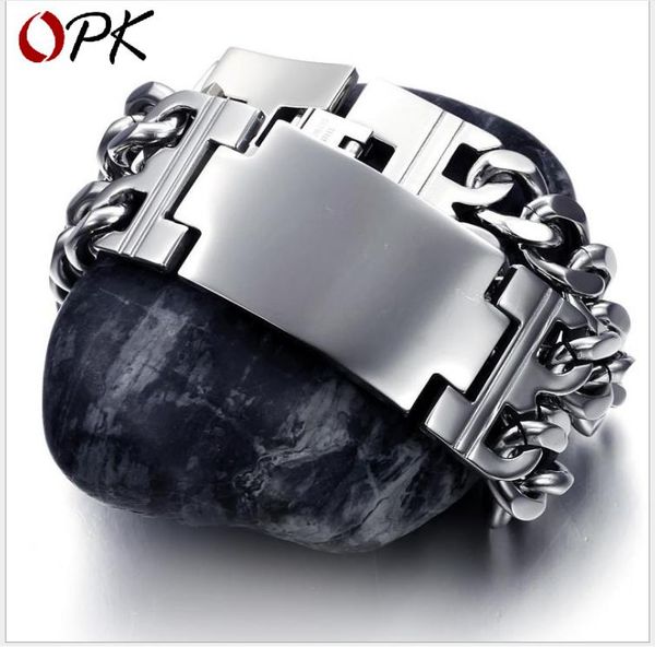 

korean fashion jewelry new smooth titanium steel men's bracelet, Golden;silver