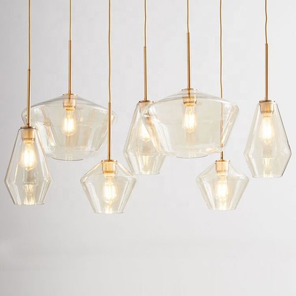 

modern style decorating champagne clear glass hanging pendant lamp