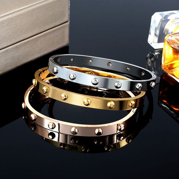 

stainless steel dots charm women men cuff bangles classic open weddiing party bangles fashion jewelry gift, Black