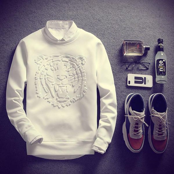 

man polyester fiber autumn new men long sleeve t -shirt designer t shirt asian sizem -5xl, White;black