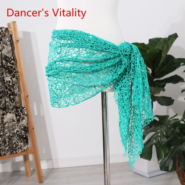 

2019 new women's dance wear belt lace hollow mesh sequins belt belly dance hip scarf belly practice clothes, Black;red