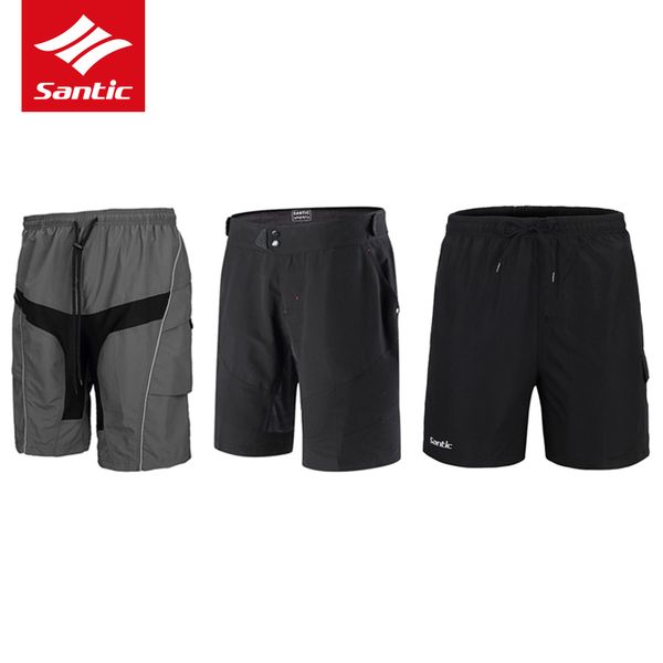

santic 4 style summer breathable cycling shorts loose fit leisure mtb road bike shorts padded bicycle riding sport, Black