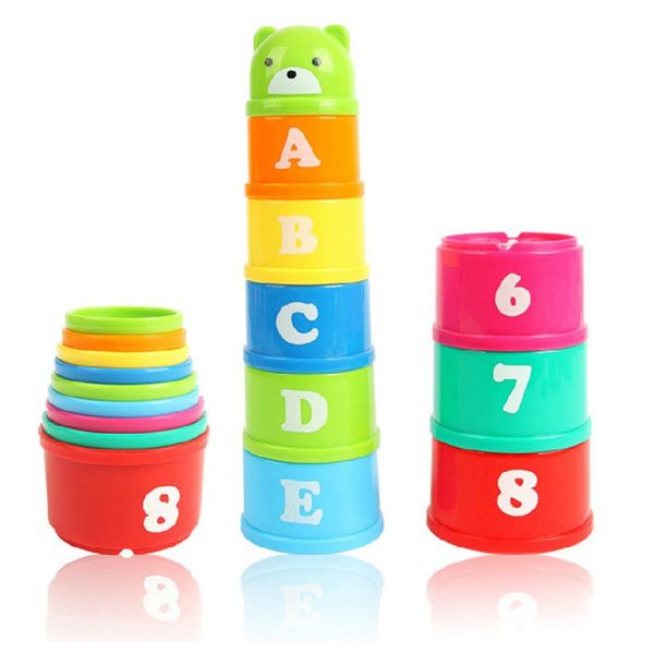 

8pcs stacking cups little puzzle figures letters foldind stack cup tower children early intelligence educational baby toys