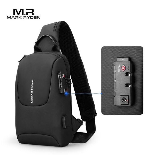 

марк райден tsa замок crossbody мужские сумки водонепроницаемая usb charging chest пакет короткие поездки посланники chest плече сумка мужск