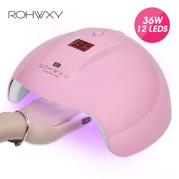 

rohwxy uv nail lamp for manicure led nail dryer drying gel polish ice lamp 12 pcs leds auto sensor 30s/60s/90s art tools