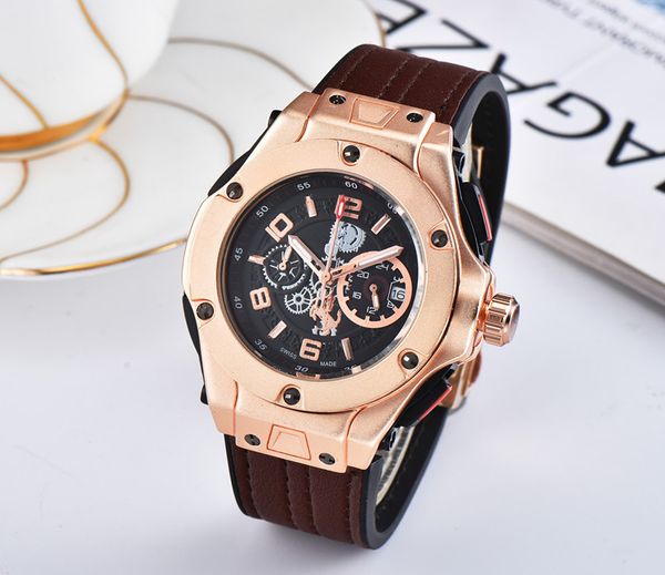 

2020 hb brand new ferra five stitches series luxury fashion men's watches sports wristwatches ry mens watches orologio, Slivery;brown