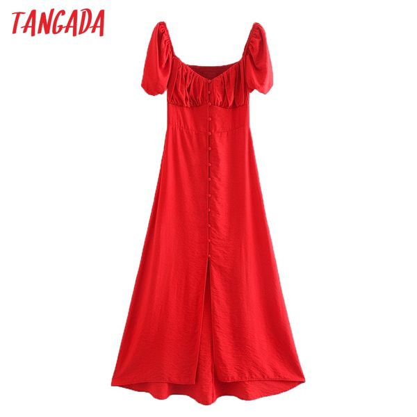 

party dresses tangada 2021 fashion women solid red cotton dress short sleeve strethy ladies elegant midi vestidos 3h593, White;black