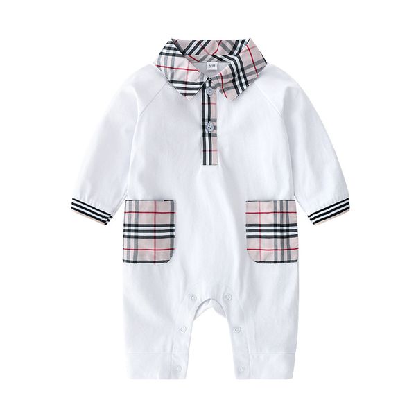 

newborn plaid jumpsuit baby baby hundred days romper infant cotton spring autumn full moon boys checkered pocket long sleeve onesie s259, Blue