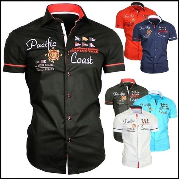 

zogaa brand 2019 new summer mens dress shirts casual streetwear print men shirt short sleeve 6 colors shirts size plus s-3xl, White;black