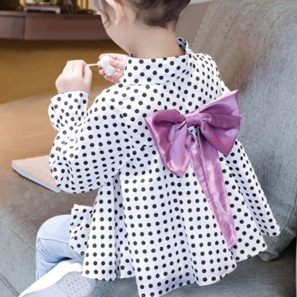 

2020 spring autumn girls blouse baby shirt kids fashion children kids polka dot bow blouse, White;black
