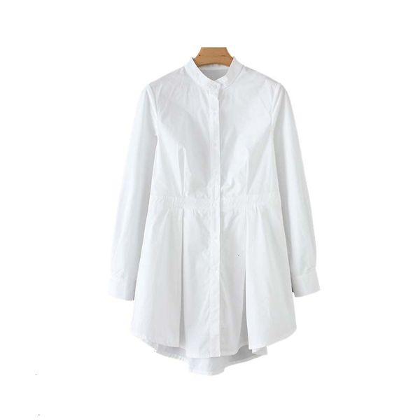 

женская одежда блуза женщины spandex chic white long блуза асимметричный с длинным рукавом стенд воротом рубашка твердые женские повседневны