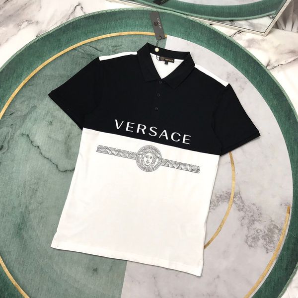 

mens versace новое поступление vsc роскошный дизайн цвет соответствующие логотипы вышитые рубашки поло мужчины женщины мода свободные дышащи, White;black
