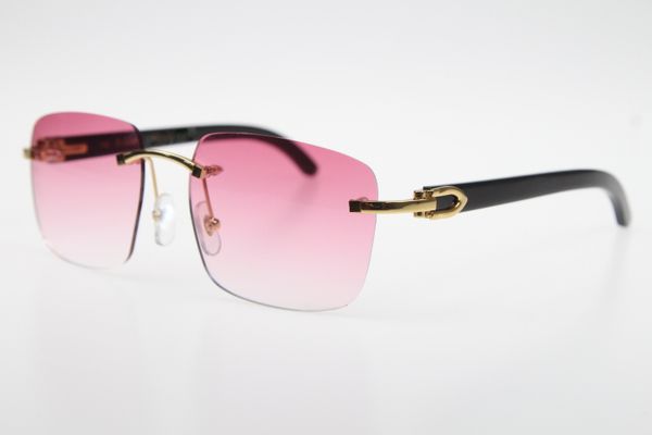 

2019 new style genuine natural black buffalo horn sunglasses 8200816 rimless sunglasses glasses with box, White;black