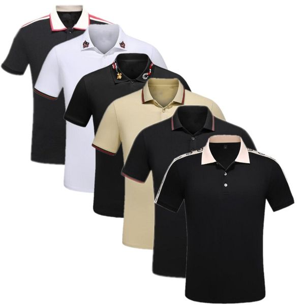 

мужская футболка поло top футболка для италии моды рубашки поло мужчин хлопка тегов вышивки топы футболки, White;black