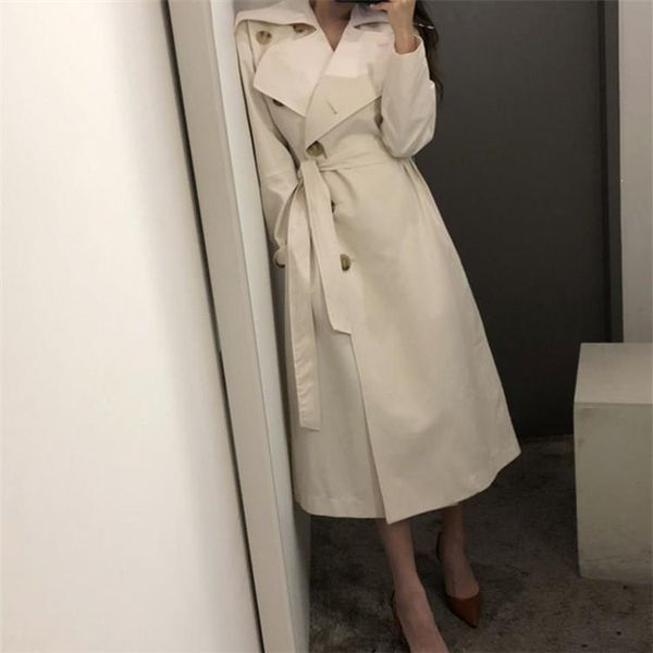 

autumn winter women trench woman classic trench coat solid elegant business coat outerwear, Tan;black