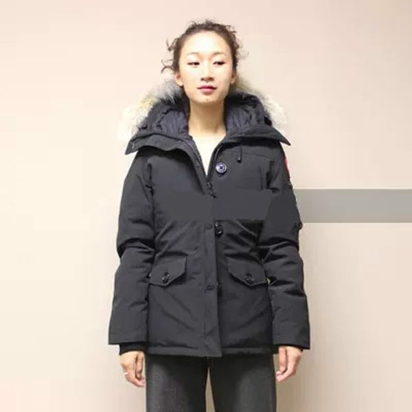 

winter women down coat canada montebello2 down & parkas with hood/snowdome jacket real wolf fur collar white duck/goose outerwear & coats, Black