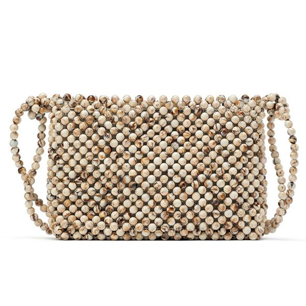 

women acrylic handle braided bead small hollow handbags ladies party evening bags