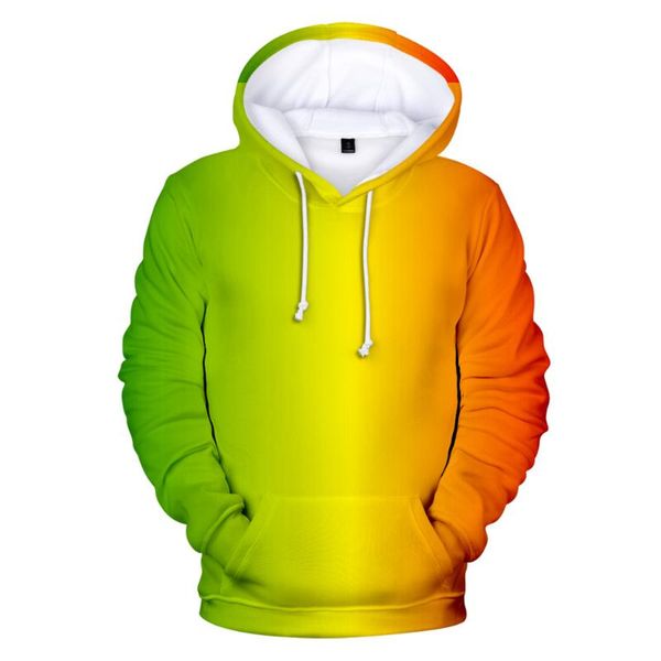 

fashion personality men's solid color 3d hoodies sweatshirts autumn winter custom colourful gradient rainbow women's kids hoodie, Black