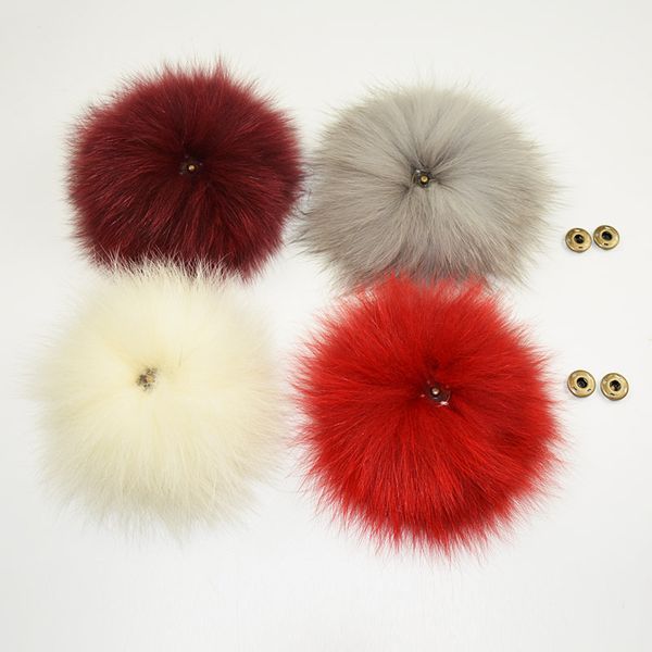 

genuine fur pompoms real fur ball with snap buttons accessories for winter hats beanie scarf