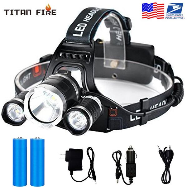 

12000lm xm-t6x3 led headlight zoom flashlight torch camping fishing headlamp lantern use 2*18650 battery / ac/car/usb/ charging