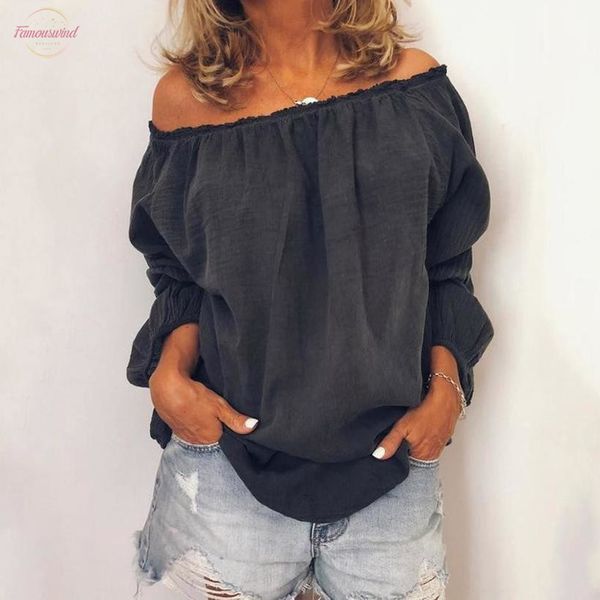 

женщины блузки рубашки осень белье плюс размер сплошной черный с плеча с длинным рукавом блузка топ женская одежда blusas feminina, White