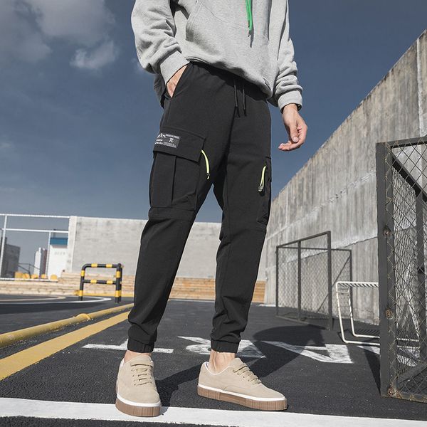 

jogger trousers jogging mens sweatpants mens pants sweatpants mens joggers pantalon trousers casual trim and leg overalls 4xl, Black