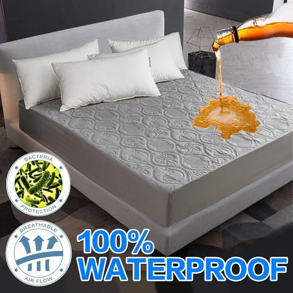 

bed cover solid color polyester mattress add cotton protector waterproof mattress er for bed anti-mite cover