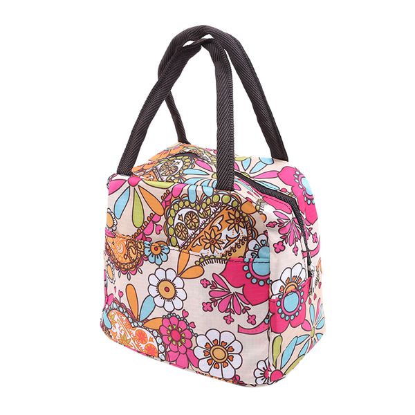 

star colorful wave dot lunch bag portable bento bag lunch for women girls portable carry tote large capacity bags, Blue;pink