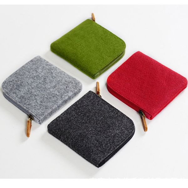

felt purse card storage bags mini pouch small zipper coin holder for men women