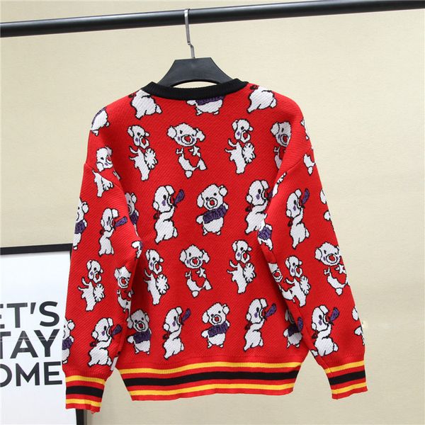 

2020 new spring sweet loose luxury sweaters pullover womens red foreign style cute pig cartoon knitted designer sweater crew neck, White;black