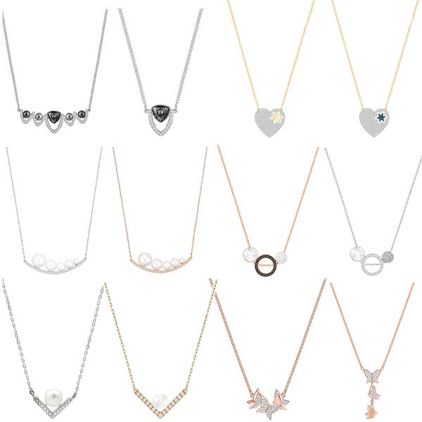 

fahmi swa classic beautiful love stars cute cartoon pendant necklace rose gold elegant romantic butterfly women clavicle chain, Black