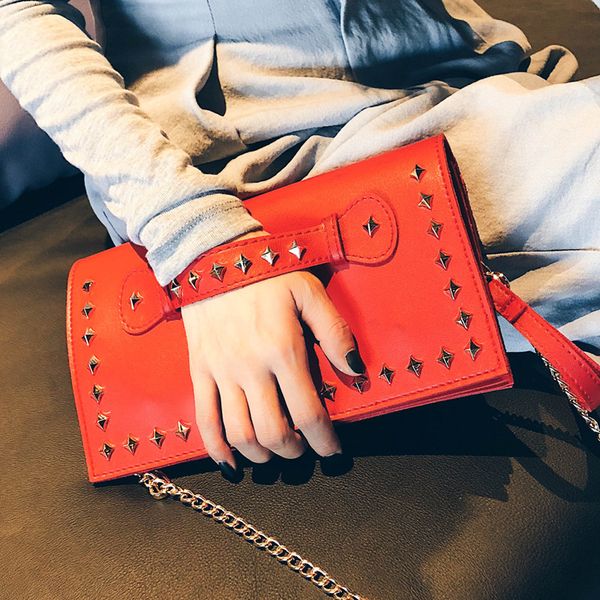 

fashion rivet women clutches party diamond ladies dinner bag pu leather shoulder bag for female chain crossbody purse