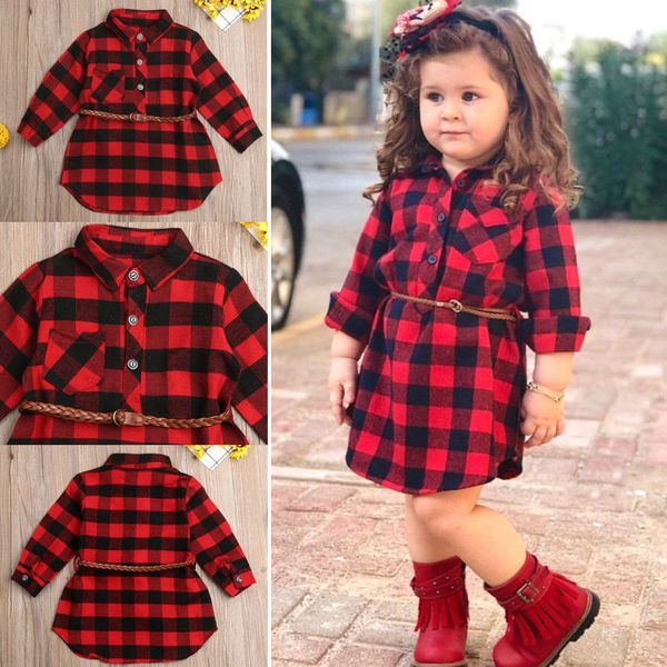 

christmas dress baby girl clothes red plaid princess dress costume + belt 2pcs newborn toddler kids winter spring outfits 0-5t, White