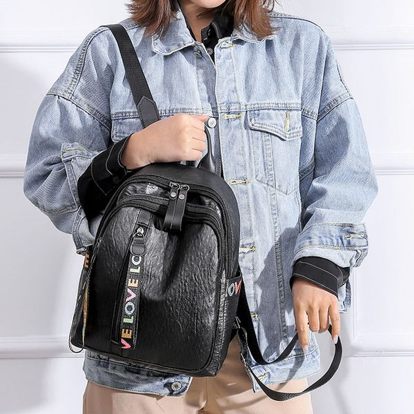 

2019 new fashion retro pu backpack large capacity water resistant travel bag for women girls bs88