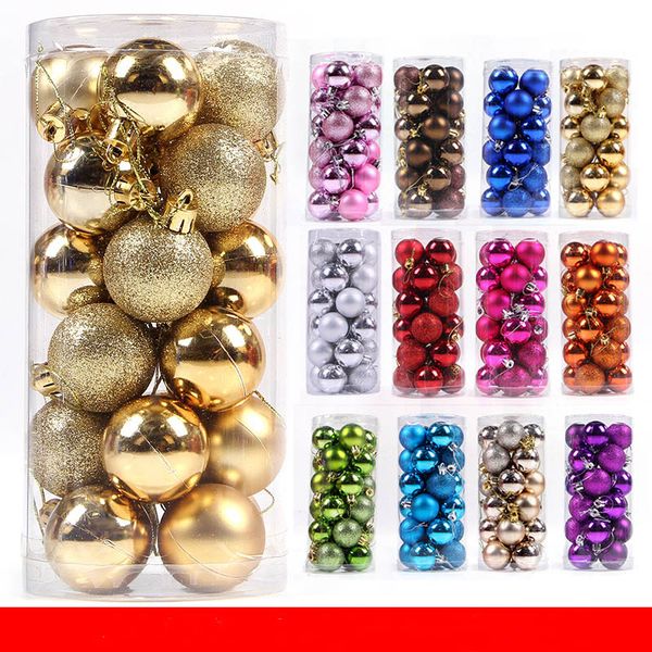 

24pcs set christmas tree decor ball xmas colorful plastic ball tree ornament pendant christmas decorations for home party festival an2789