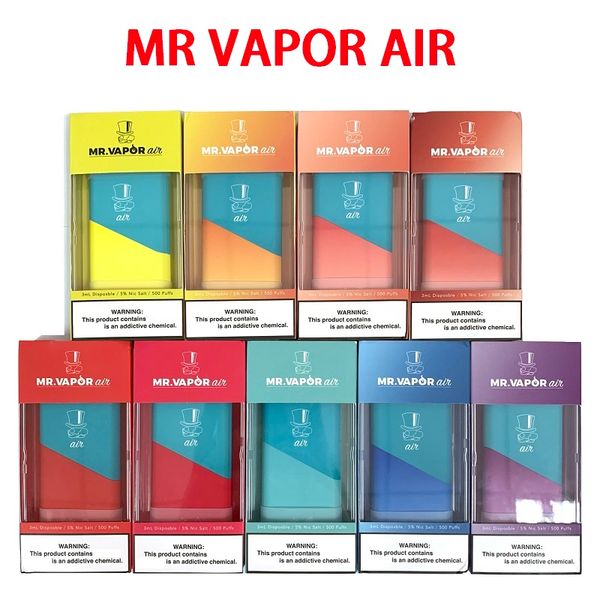 

MR VAPOR AIR Одноразовые устройства Pod Starter Kit 500puffs 280mAh Аккумулятор 1,3 мл Картридж Vape Пустой Pen против Posh плюс биди