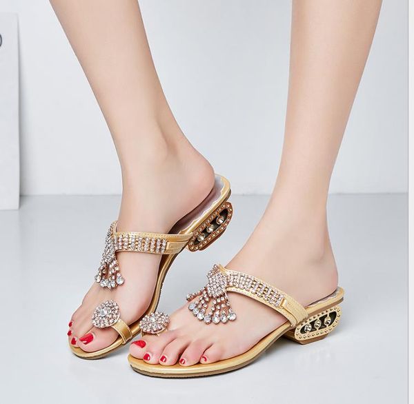 

slippers, female, summer, sandals, golden toe, female sandals, low heel, Black