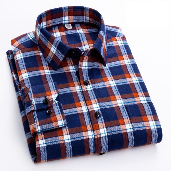 

2020 spring autumn new mens 100% cotton brushed small plaid long sleeve shirt youth middle-aged casual shirt for men, White;black
